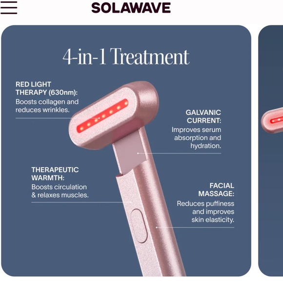 Solowave Bundle Skincare Wand Red Light Therapy Rose Gold & LightBoost Serum NWB - Picture 10 of 15